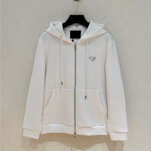 Prada White Zip-Up Hoodie